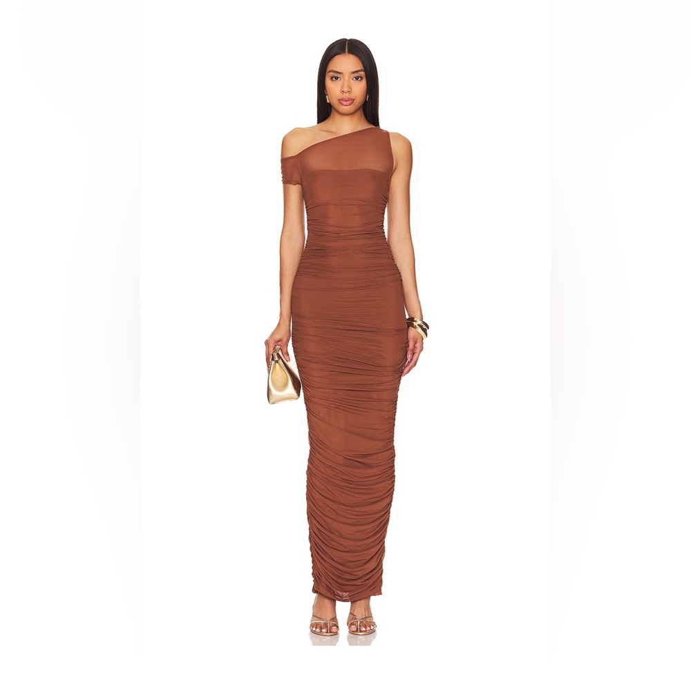 WORN ONCE -  AFRM Biona Maxi One-Shoulder Brown Dress